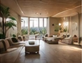 Light-filled wellness resort lounge